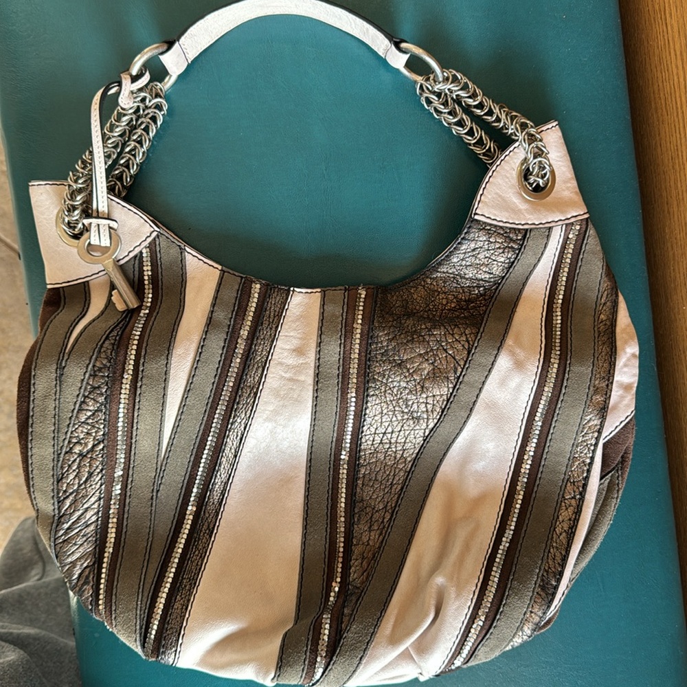 Fossil Hobo Bag in Brown, Gray, and Cream - Picture 9 of 10